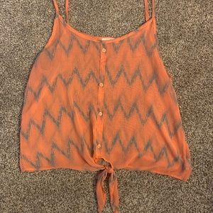 Coral and blue chevron tank top